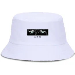 Gojo Satoru Jujustu Kaisen Black Print Bucket Hats Hip Hop Fisherman Hat Summer Sun Sade Shade Outdoor Caps Sun Protecips Unisex CAP256S