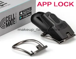Massage Bluetooth -app Remote Control Cell Mate Man Device Cock Cage Penis Sleeve Lock BDSM Sex Toys for Men7292429