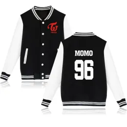 재킷 두 번 야구 재킷 Kpop 나선 미나 사나 모모 다현 인 글자 인쇄 재킷 코트 여자 남자 한국 패션 Y2K 두 번 스웨트 셔츠