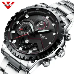Nibosi Fashion Mens Watches Top Brand Luxury Big Dial Military Quartz Watch Waterproof Chronograph Watch Men Relogio Masculino281L