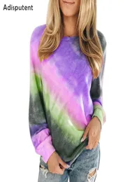 Adisputent 2020 Primavera Moda Donna Tie Dye Felpa Girocollo TieDye Pullover Felpa con cappuccio Donna Manica lunga Felpa con cappuccio Plus Size MX22414086