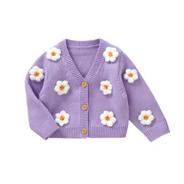 Born Neonata Maglione Cappotto Autunno Inverno Moda Fiore Ragazze Cardigan lavorato a maglia Cappotto Capispalla Abbigliamento per bambini 240223