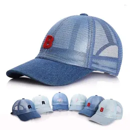 Ballkappen 2024 Sommer Baby Hut für Jungen Mädchen Brief Kinder Sonnenhüte Mesh Denim Atmungsaktive Kinder Net Baseball Cap 1-6 Jahre