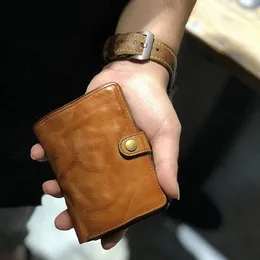 Wallets AETOO Original Handmade Plant Tanned Head Layer Cowhide Men's Short Style Wallet Retro Leather Small Money Clip Put Driving Lic