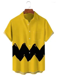 Männer Casual Hemden 2024 Hawaiian Shirt Für Männer Sommer Mode Strand Streifen Casuals Y2kStreetwear T-Shirt Kurzarm Übergroße Kleidung