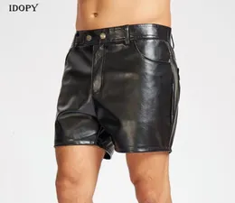 Idopy Punk Leather Short Pants Male Hair Pantlist Nightclub Summer Pu Performance Hip Hop Men Clothing Shorts Men039S7741916