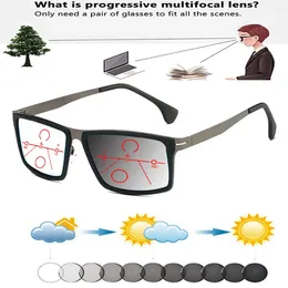 Sunglasses TR90 Temple Alloy Square Fashion Frame Comfortable Pochromic Progressive Multifocal Reading Glasses 0.75 To 4