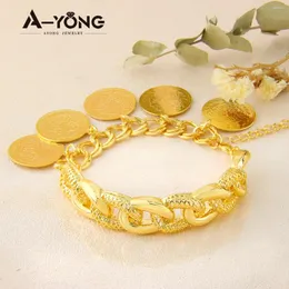 Charm Bracelets AYONG Turkish Coin Bracelet 18k Gold Plated Muslim Islamic Lucky Bangle Woman Festival Party Event Accessories Gift