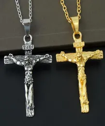 Cross Necklace Crucifix Jesus Piece Pendant Gold Color Men Stainless Steel Men Chain Catholic Jewelry Gifts 6020638