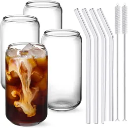 Wine Glasses Glass Cup With Bamboo Lid And St Bubble Tea Cups Transparent Beer Can Coffee Cold Cola Drop Delivery Home Garden Kitche Dh42V