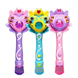 Funny Princess Fullyautomatic electronic bubble machine magic wand music and light gun toy children party kids gift 240301