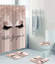 Girly Rose Gold Eyelash Makeup Shower Curtain Bath Curtain Set Spark Rose Drip Badrumsgardin Eye Lash Beauty Salon Home Decor 21569908