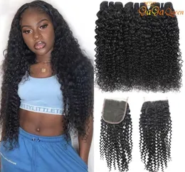 Brazilian Kinky Curly With 4x4 Lace Closure Brazilian Curly Hair With Closure Unprocessed Brazilian Virgin Human Hair Bundles With3905029