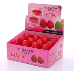 Romantyczny niedźwiedź Magic Strawberry Lip Balsam Nawilżanie Chapstick Cute Ball Natural Lips Pomadowa Ostra Opieka Makeup7800924
