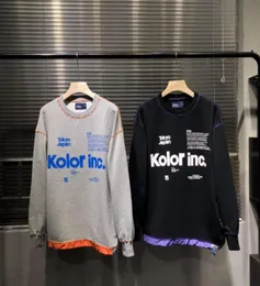 남성 여성 20SS KOLOR TOKYO GINZA SIX 제한된 컬러 블록 면화 둥근 목 풀 오버 긴 슬리브 스웨터 5857273