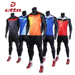 Etto Professional Men Sleeveless Jersey Volleyball Suit 세트 빠른 건조 배구 팀 유니폼 일치 스포츠웨어 HXB023 240304