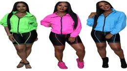 Women 2 Piece Set Tracksuit Casual Sports Suit Short Leggings and Turtleneck Jacket Winter Warm Pink Matching Sets Jogging Femme17386224