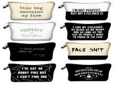 Digital Alphabet printed canvas Cosmetic Bags White and black Makeup Bag With various Pattern Pouchs For Travel6456117