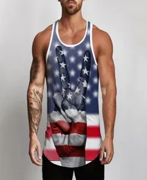 Lauftrikots Star Printing Sexy Men039s Weste 3D Digital Loose Top Rundhals ärmelloses T-Shirt für Männer 2021 Amerikanische Flagge 7187436