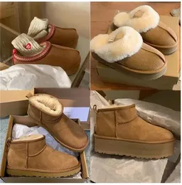 2023 Tasman Taz.Z Slippers Boots Chestnut Fur Slides Sheepskin Shearling Muleles Men Men Ultra Mini Platform Boot Slip-On Shoes Suede Comfort秋Winter Booist 35-42