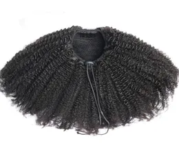 African Short Human Hair Ponytail Extension Clip i naturliga Afro Puffs Drawstring Curly Wig 100G8492016