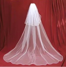 2017 Veil in Bride Veils Charming Ivorywhite 2 Tier Cathedral Wedding Veil with Comb Lace Purfles Custom 3 Meters974607