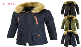 Plus Size 8XL Mens Parkas Cotton Thick Jacket 2019 Winter New Warm Fashion Fleece Jackets Coats Fur Collar Men039s Parkas2970829