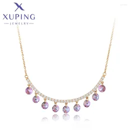 Ожерелья с подвесками Xuping, поступление ювелирных изделий, модное золотого цвета, стильное ожерелье с подвесками и кристаллами для женщин, изысканный подарок X000780294