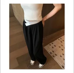 pantaloni estivi da donna firmati elastico in vita pantaloni neri a gamba larga pantaloni casual irregolari a vita alta da donna versatili estivi