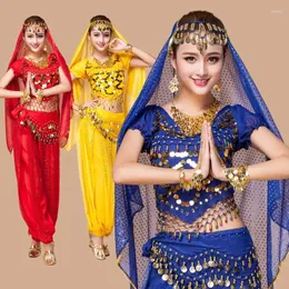 Palco desgaste 4 pçs / conjunto mulheres trajes de dança do ventre para senhora desempenho Bellydance roupas mulher egípcia dança oriental