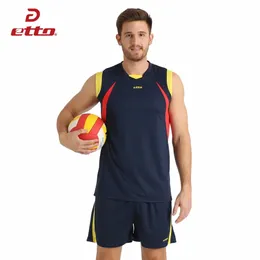 Etto Men Professional Volleyball Suit Shorts Sleeveless Jersey 배구 세트 남성 스포츠 유니폼 훈련 키트 HXB016 240304