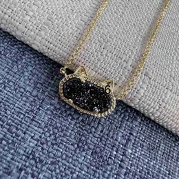 Pendant Necklaces kendrascotts Designer Jewelry Kendras Scotts Necklace Elisa Fashion Geometric Oval Small Black Cat Ears Cool Black Crystal Tooth Collar Cha