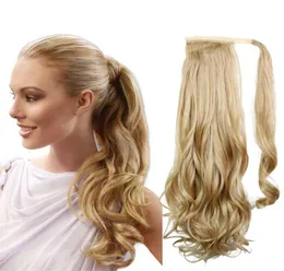 Wholepony caudas rabo de cavalo peças de cabelo 22quot cabelo sintético longo cruly clipe em fita extensões de cabelo rabo de cavalo encaracolado pi5304335