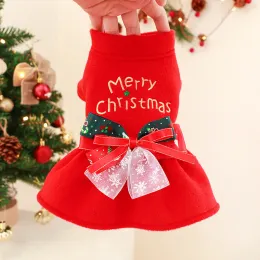 Dresses Puppy Clothes Autumn Winter Dress Wool Christmas Skirt Cute Small Dog Holiday Suit Cat Warm Suit Yorkshire Chihuahua Bulldog