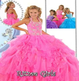 Halter Beads Ball Gown Kids Party Princess Prom Dresses arruffato Organza Long Ritzee Girls Dreant Flower Girls Dress Birthda9946998