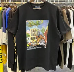 T-shirt da uomo di marca High Street Tide KI TH Street View Stampata a maniche corte ROSE OMaroccan Piastrella per uomo e donna T-shirt in cotone