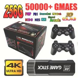 콘솔 X2 레트로 비디오 게임 콘솔 2.4G 무선 게임 패드 256GB 50000 게임 M8 HD 4K 게임 스틱 PSP/PS1/N64/GB 게임