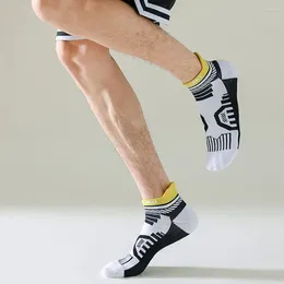 Meias masculinas cor brilhante tornozelo profissional umidade wicking desodorante toalha inferior esportes algodão atlético