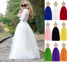 Długie pełne tiulowe spódnice 2019 Sukienki na imprezę balową 5 warstwy Underskirt Crinolines tanie z 18 kolorami CPA5859672343