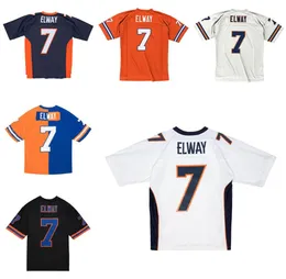 Costurado camisa de futebol 7 John Elway 1994 98 malha azul escuro retro rugby jerseys homens mulheres e jovens S-6XL