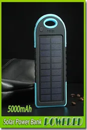 5000mAh 2 USB Port Solar Power Bank Charger Extern Backup Battery med detaljhandelslåda för iPhone iPad Samsung1139935