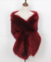 2019 Burgundy Bridal Stick Wraps Colorful Faux Fur Shawl Women Winter Wrap For Girl Prom Cocktail Party Cheap In Stock 11 Colors C8202438