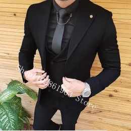 Suits 2023 New Fashion Men Suits Slim Fit Peak Lapel 3 Pieces Male Suits Groom Wear Wedding Tuxedos Blazer+Vest+Pants Costume Homme