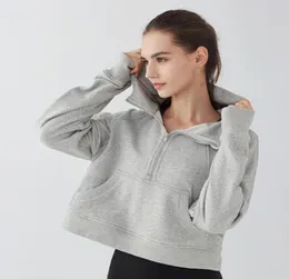 22 Semi Zíper Hoodies Roupas de Ginástica Roupas Femininas de Yoga Suéter Esportivo Moda Solta Casaco de Lazer Correndo Fitness Casual Jaqueta Espessada7647738