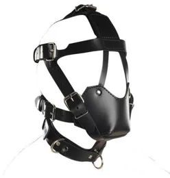 Slav Bright Muzzles Leather Hoods Mask borttagbar mun Gagglasögon Fetish Fantasy Sex Produkt för vuxna huvudbegränsningar BDSM Bond1229323