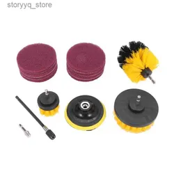 Cleaning Brushes 13Pcs Drill Brush Attachment Scrub Pads Cleaning Brush Power Scrubber Set For Car Grout Bathroom Carpet Tile BrickL240304