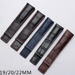 19mm 20mm 22mm leather strap for fit carrera monaco mens watch band black brown blue bracelet without buckle th watch2067