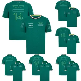 남자 폴로 F1 2024 공식 팀 드라이버 티셔츠 포뮬러 1 레이싱 폴로 셔츠 짧은 슬리브 같은 팬 여름 패션 녹색 티셔츠 커스텀 PICG