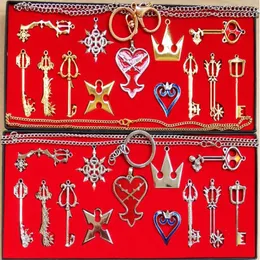 2 Stile 13-teiliges Set Kingdom Hearts Cosplay Halskette Sora Schlüsselschwert Schlüsselanhänger Metallfigur Spielzeug Anhänger Schlüsselanhänger 2364
