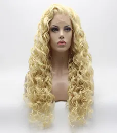 Iwona Hair Curly Long Light Blonde Belonde 18613 Half Half Tiled Prestant Lace Lace Bront Wig7130986